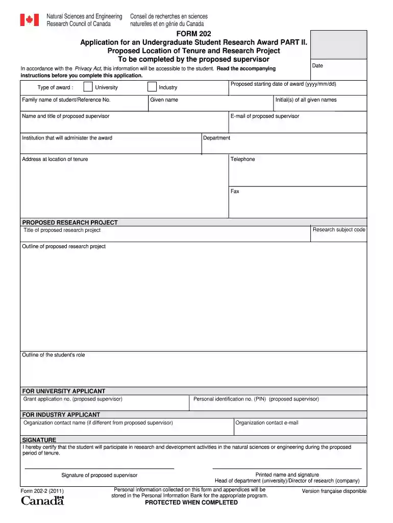 nserc form 202 Preview on Page 1