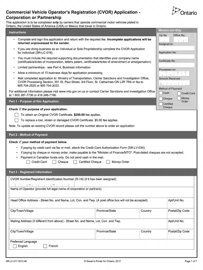 cvor application pdf Preview on Page 1