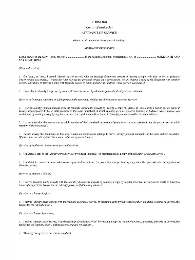 form 6b affidavit of service Preview on Page 1
