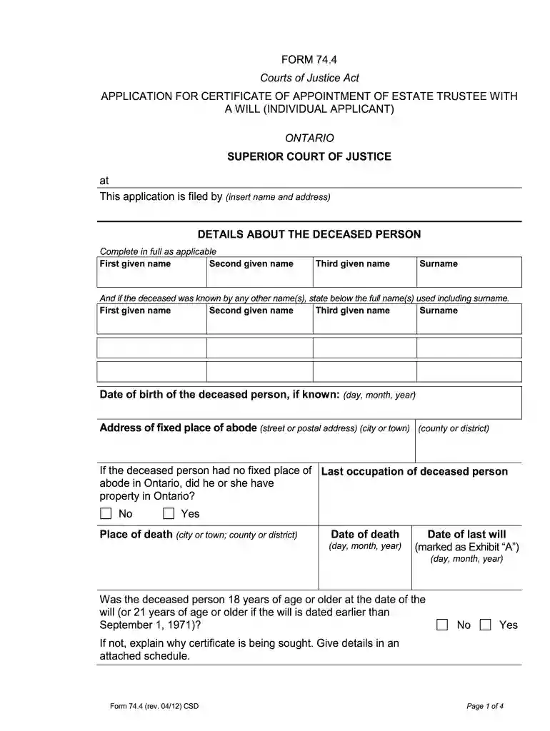 form 74 4 Preview on Page 1