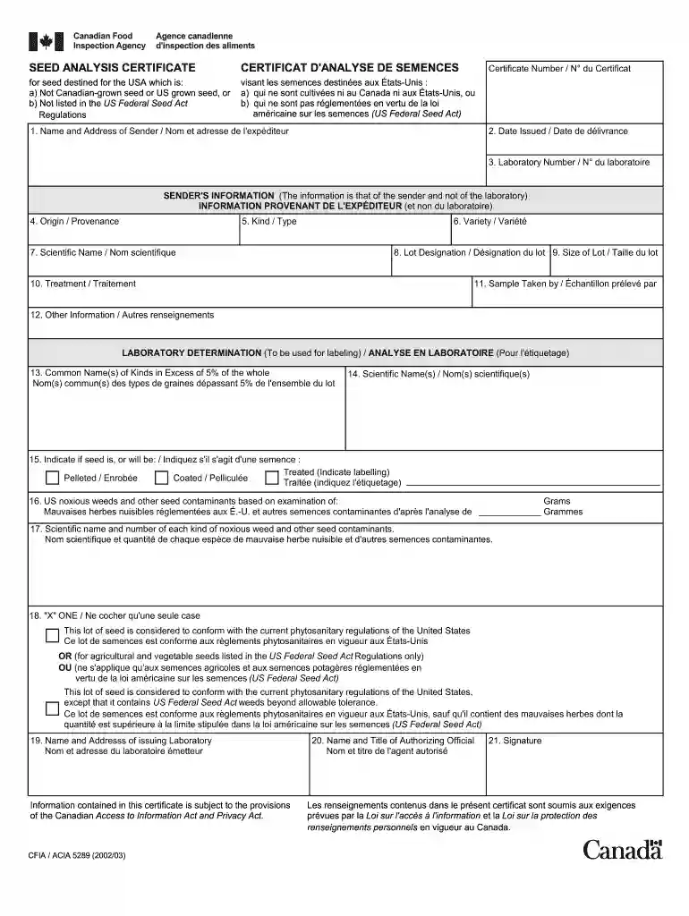 cfia certificate Preview on Page 1