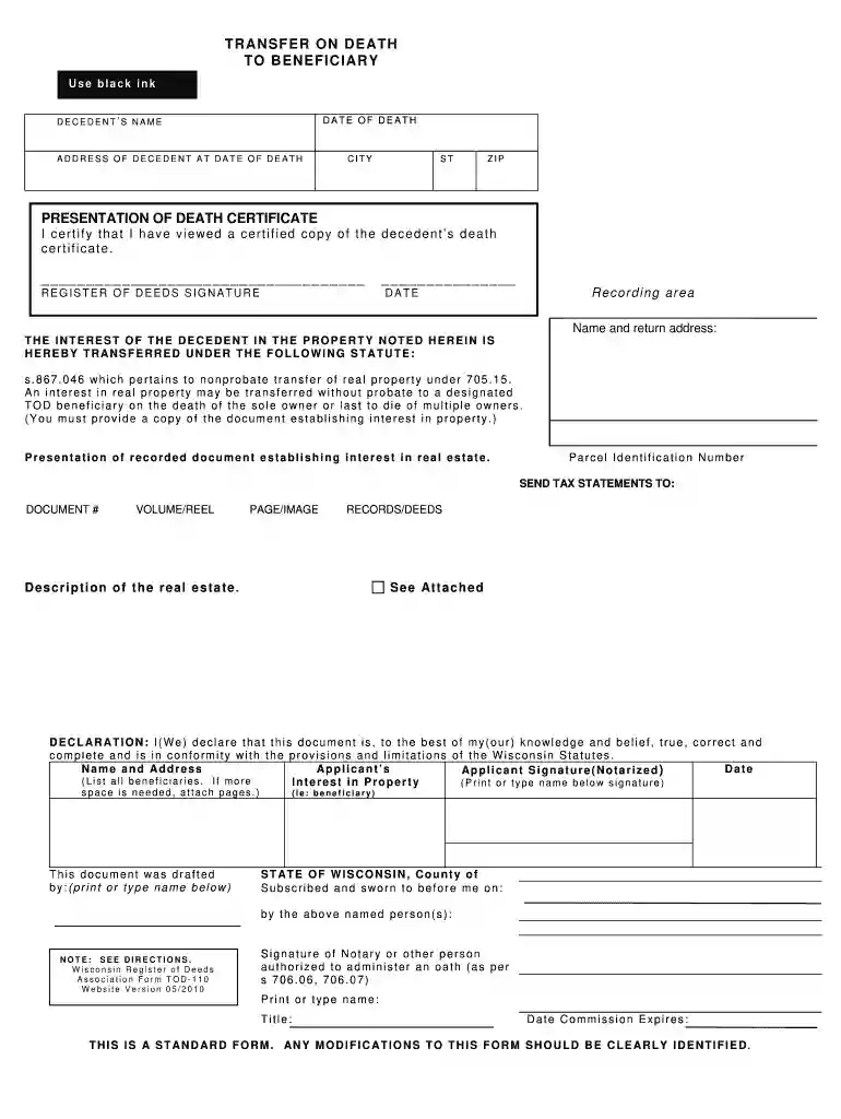printable transfer on death deed Preview on Page 1
