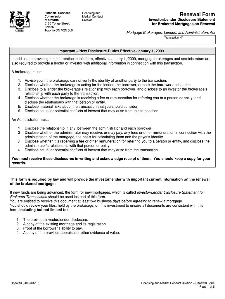 disclosure to borrower form ontario Preview on Page 1