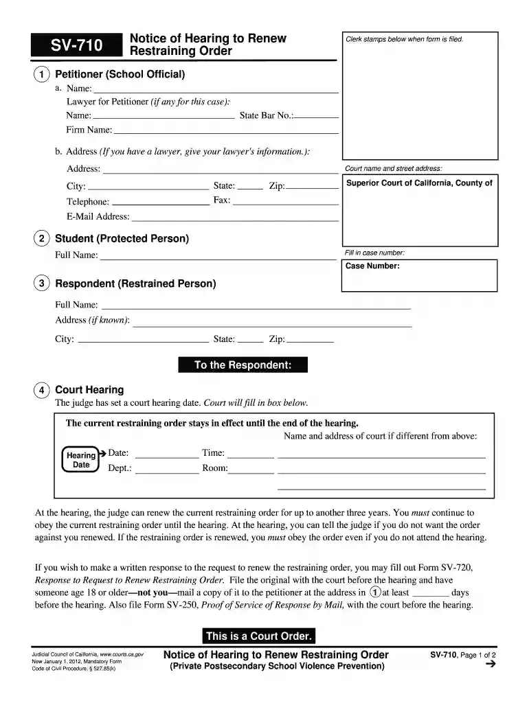 form sv request form Preview on Page 1