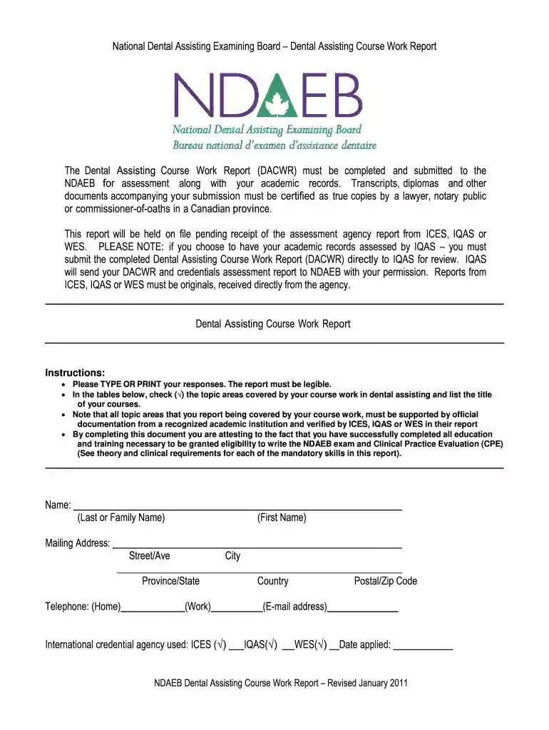 dental assisting course work report Preview on Page 1