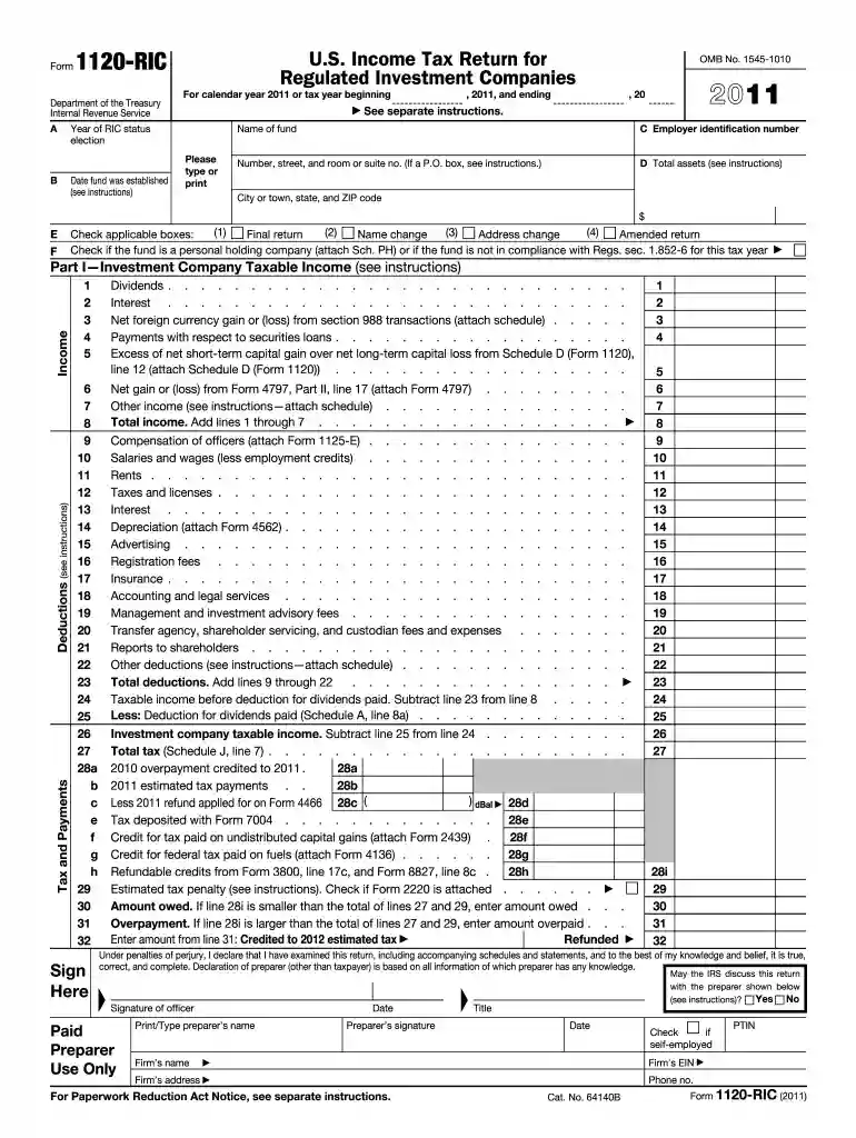form 2011 1120 ric Preview on Page 1