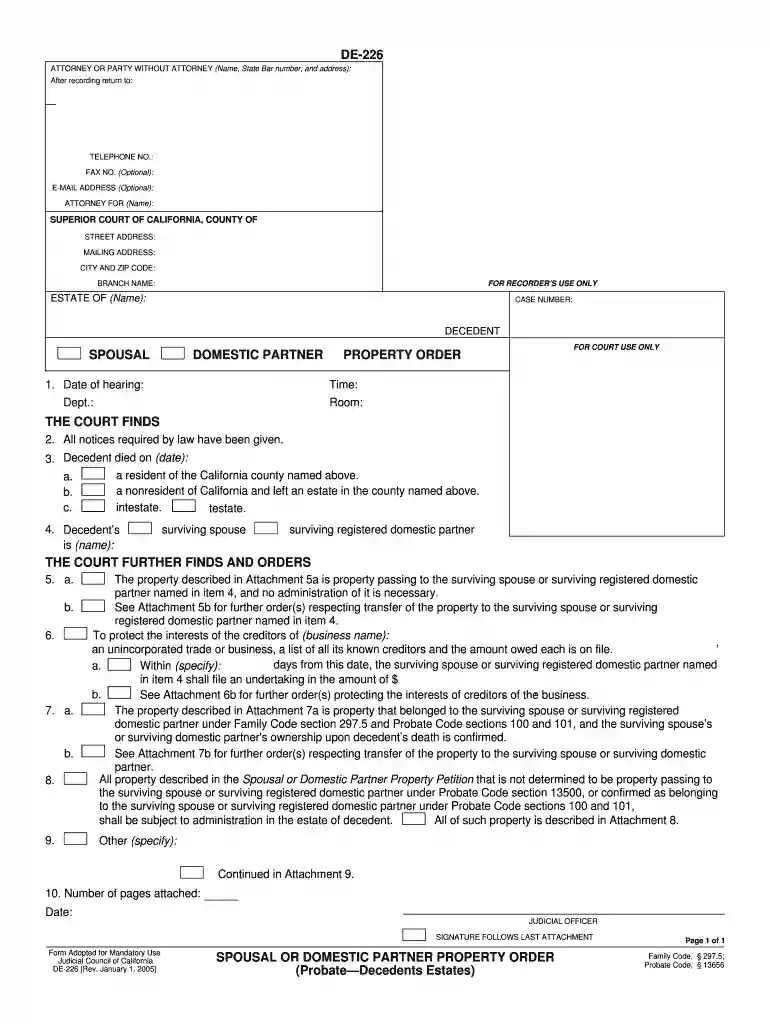 de 226 fillable form Preview on Page 1