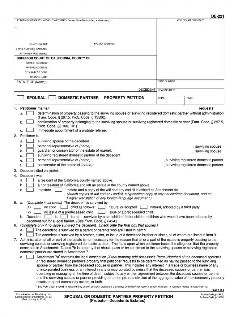 spousal petition Preview on Page 1