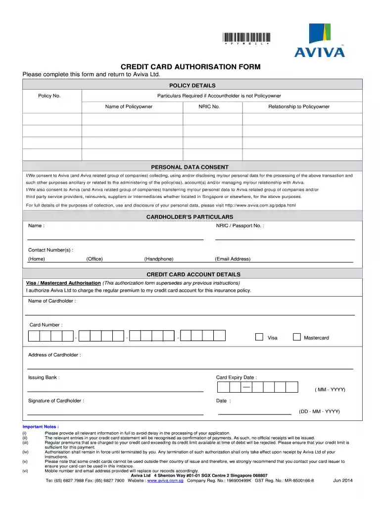 aviva credit card Preview on Page 1