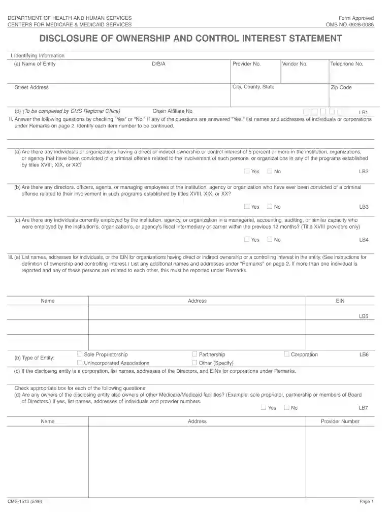 cms 1513 form Preview on Page 1