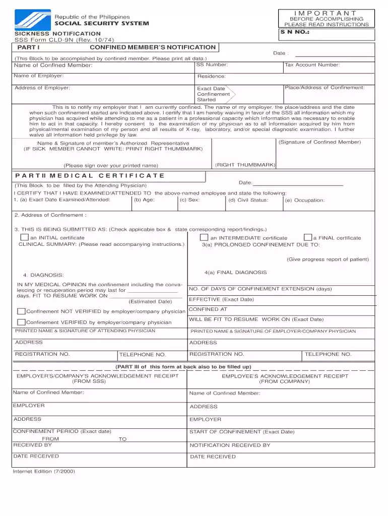 sss sickness form Preview on Page 1