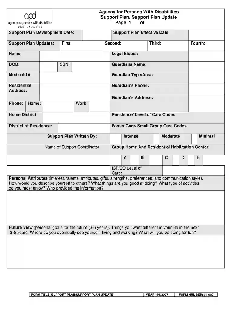 apd support plan Preview on Page 1