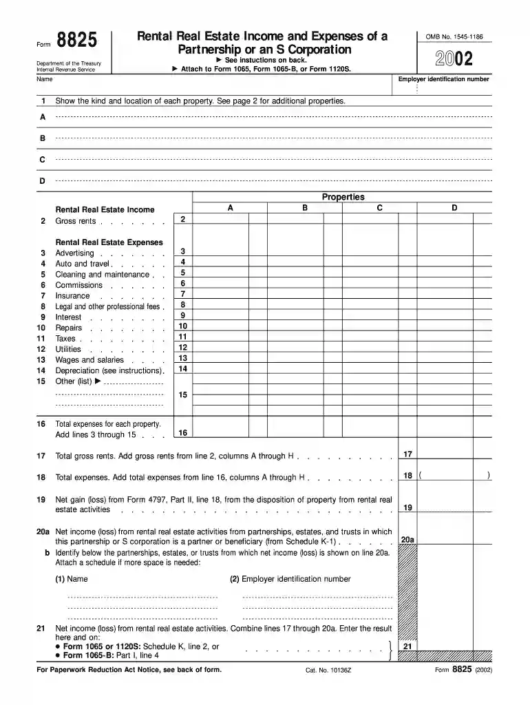 form 8825 Preview on Page 1