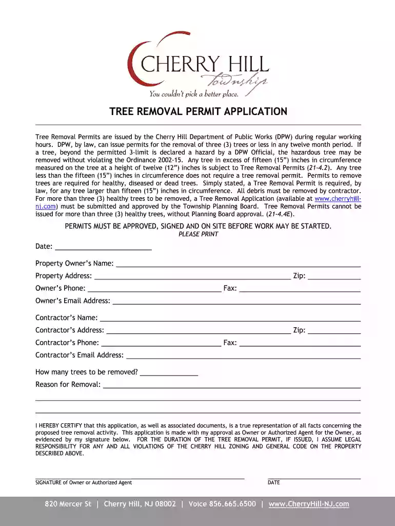 cherry hill township tree removal permit Preview on Page 1
