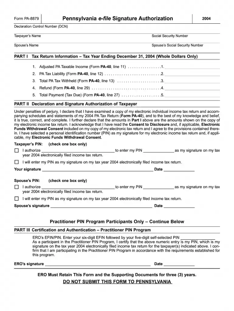 pa 8879 2004 form Preview on Page 1