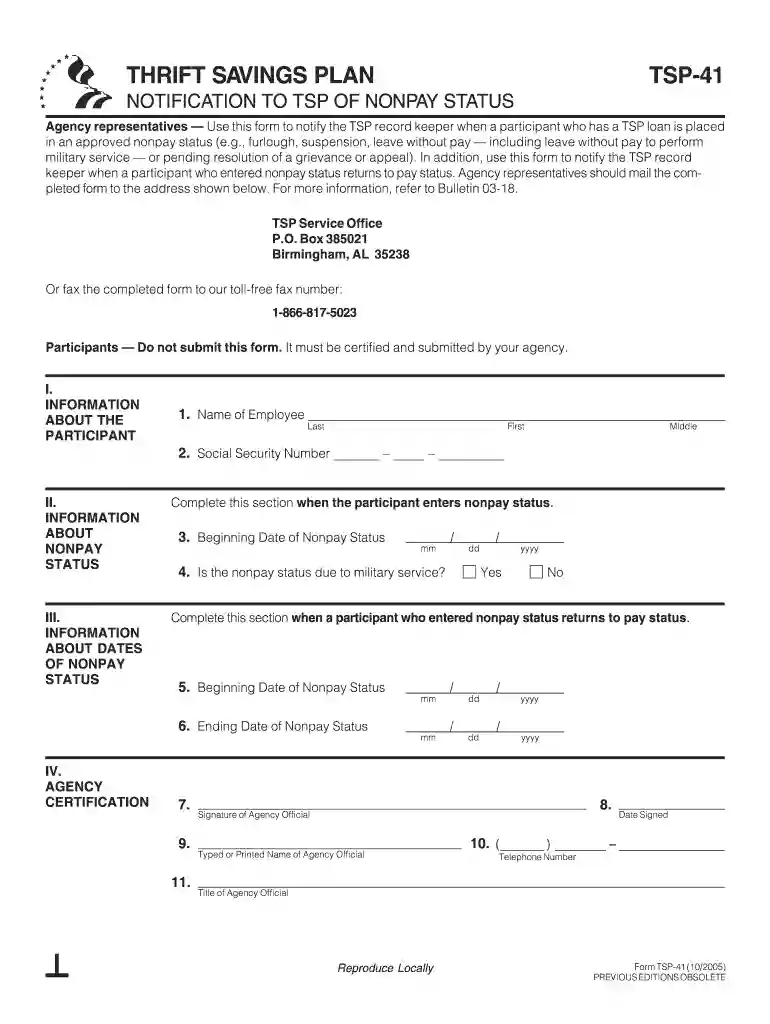 tsp 41 form Preview on Page 1