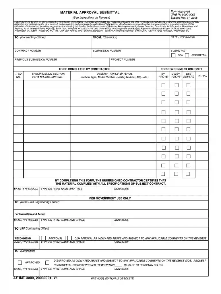 af3000 form Preview on Page 1