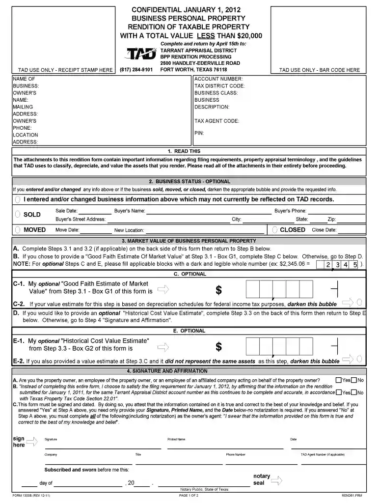 tarrant county bpp rendition online Preview on Page 1