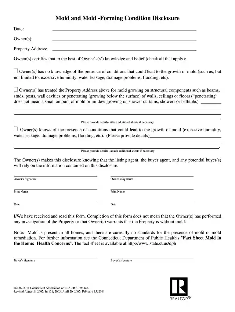 mold disclosure form Preview on Page 1
