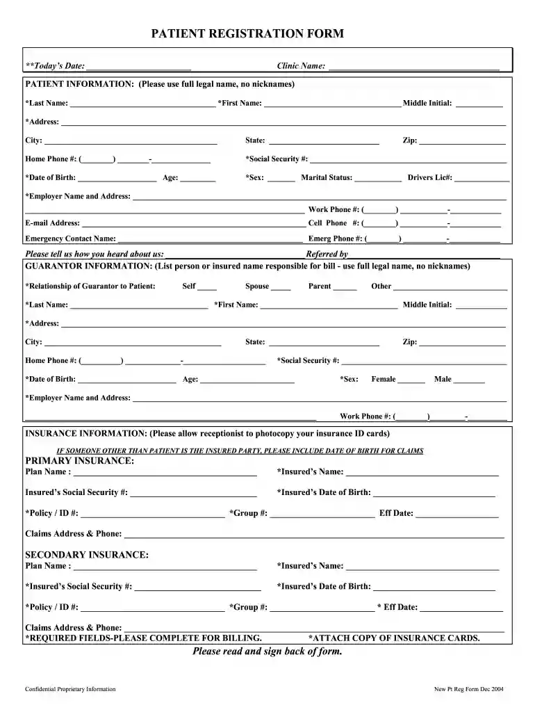 new patient registration Preview on Page 1