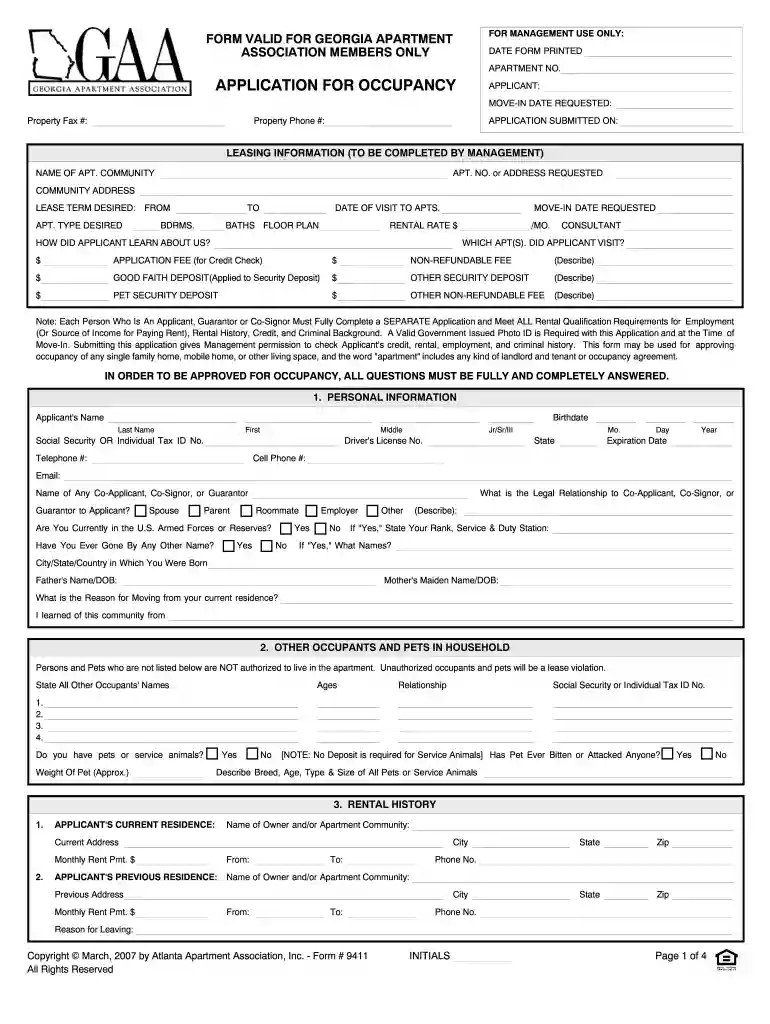 georgia apartment association lease pdf Preview on Page 1