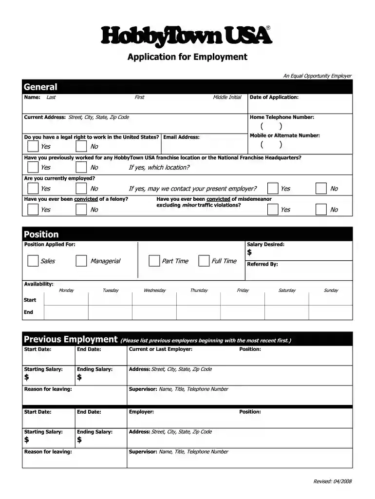 hobbytown job application Preview on Page 1