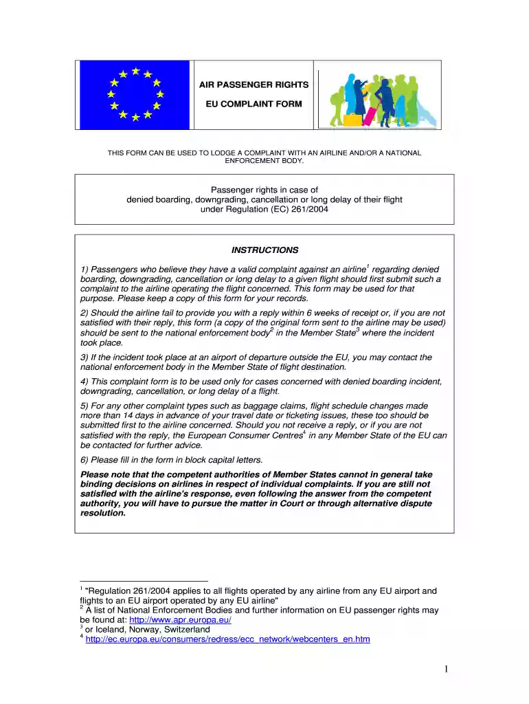 eu 261 claim form Preview on Page 1