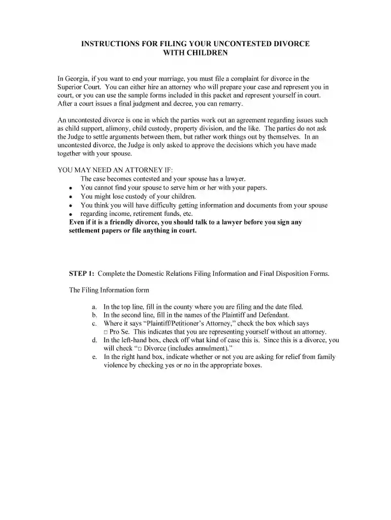 ga divorce papers online free Preview on Page 1