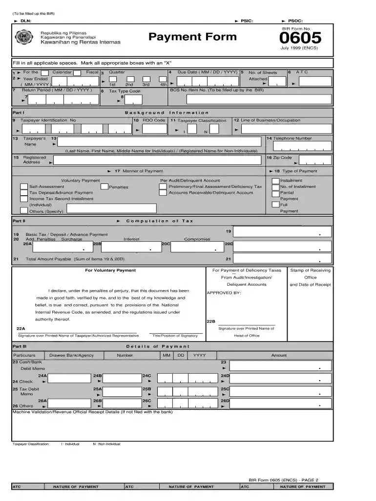 bir form 0605 Preview on Page 1
