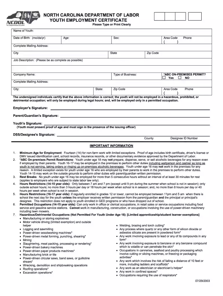 ncdol wilkes county 2003 form Preview on Page 1