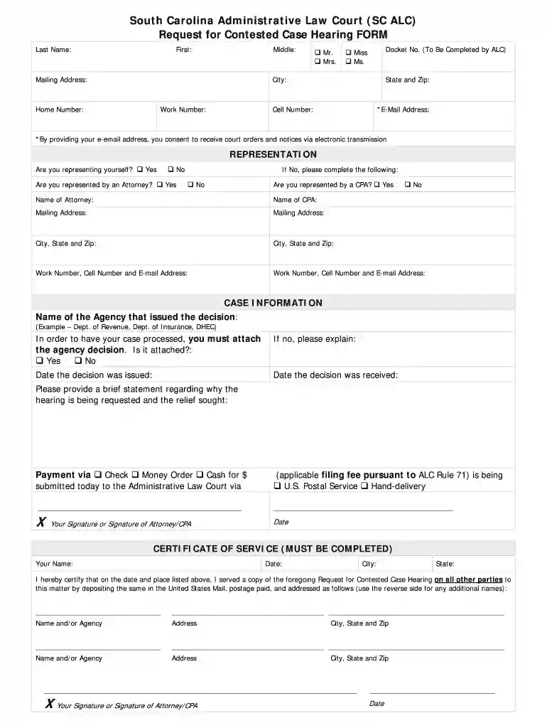 south carolina contested case hearing Preview on Page 1