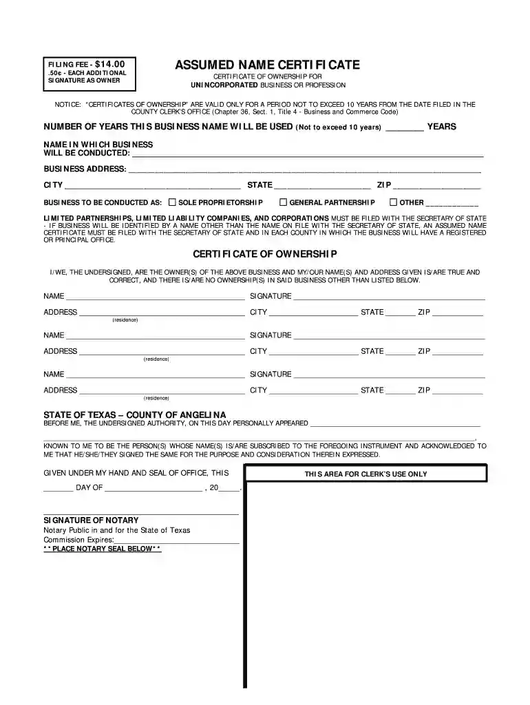 assumed business name certificate Preview on Page 1