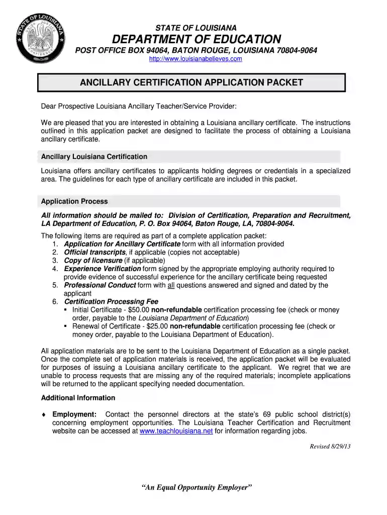 ancillary certificate Preview on Page 1