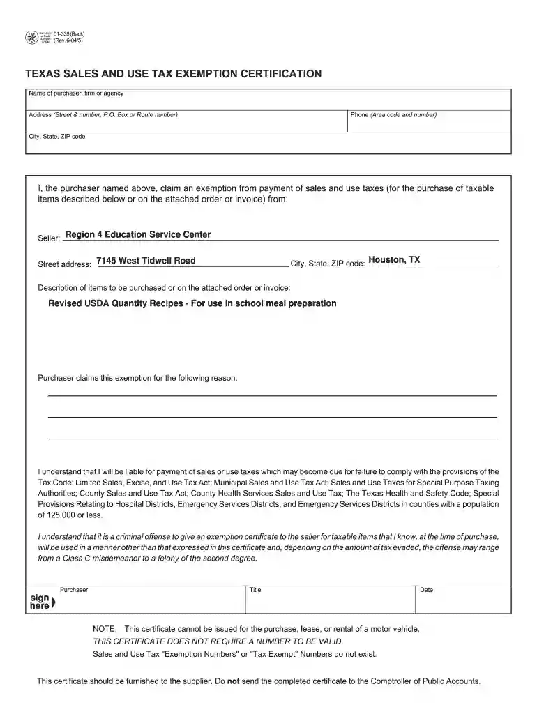 usda tax exempt form Preview on Page 1