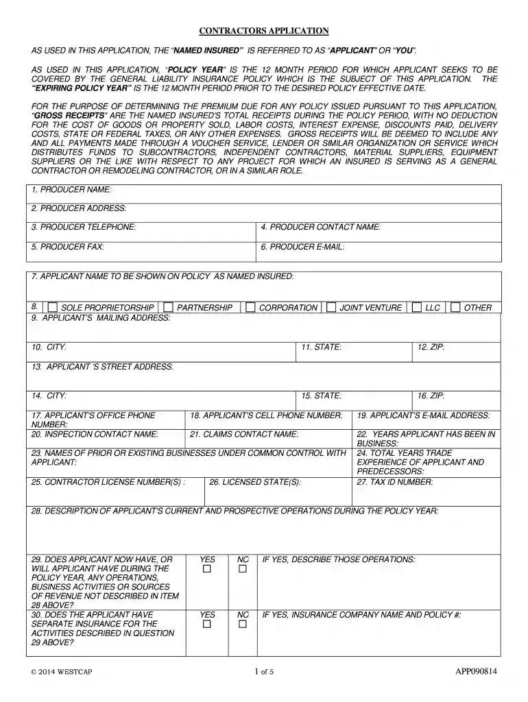 westcap application Preview on Page 1