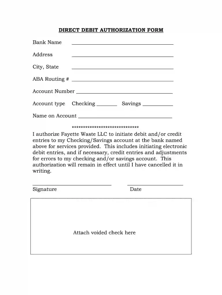 debit authorization form Preview on Page 1