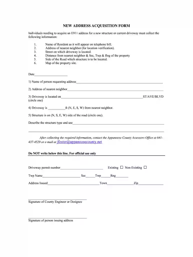 address acquisition appanoose form Preview on Page 1
