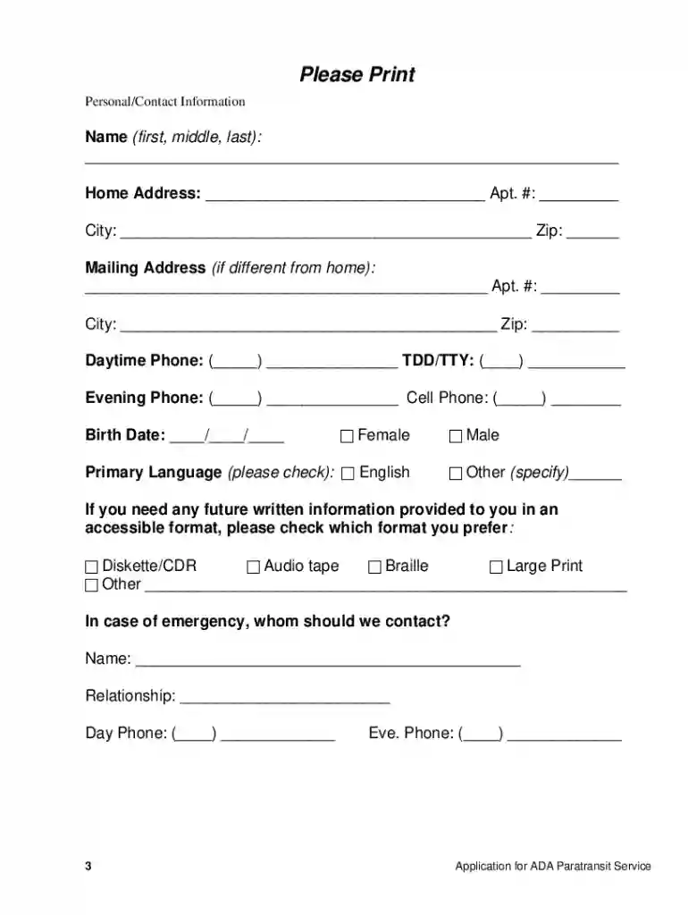 sf paratransit application Preview on Page 1