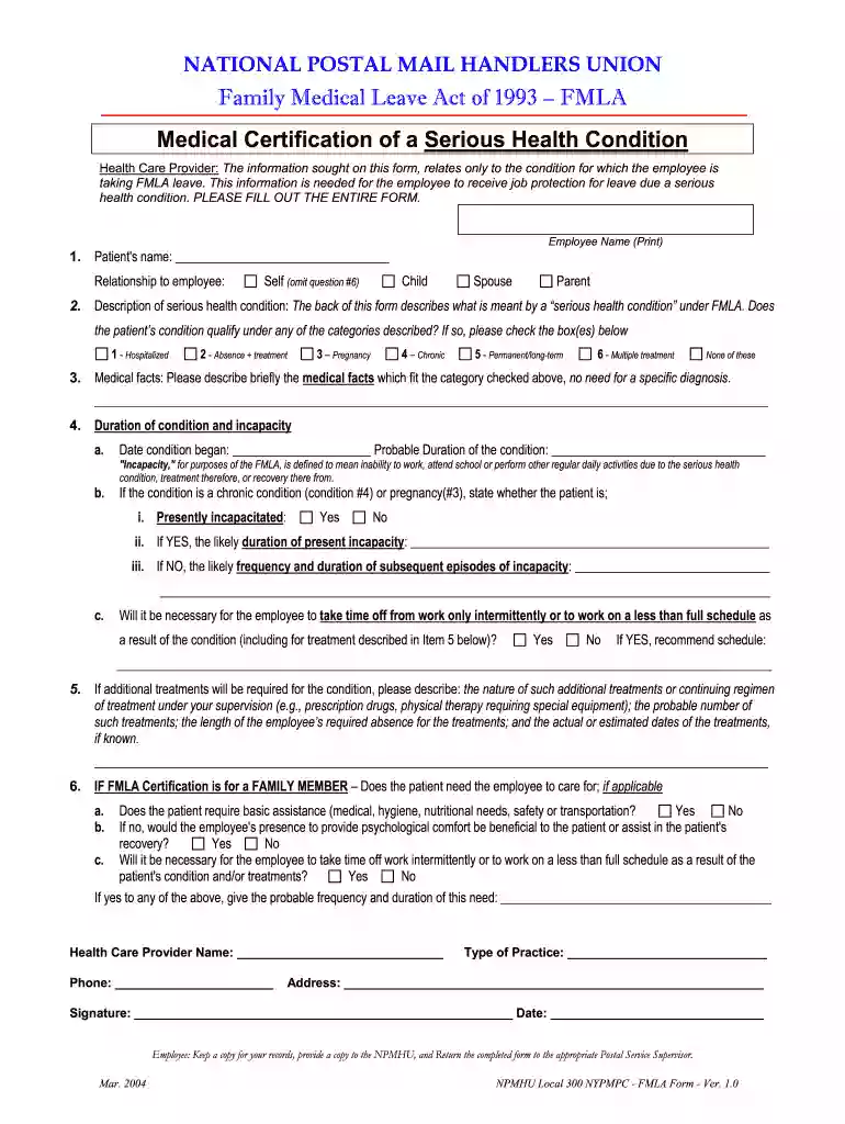 usps fmla forms Preview on Page 1
