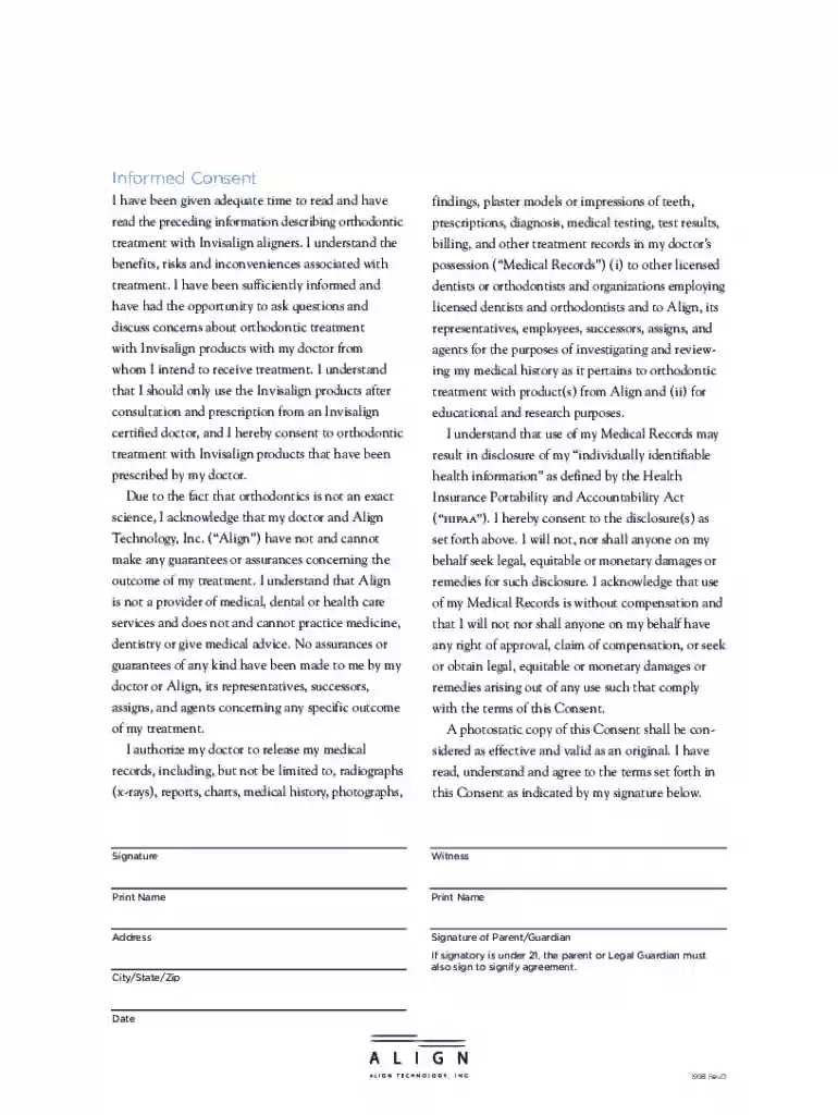 invisalign consent form Preview on Page 1