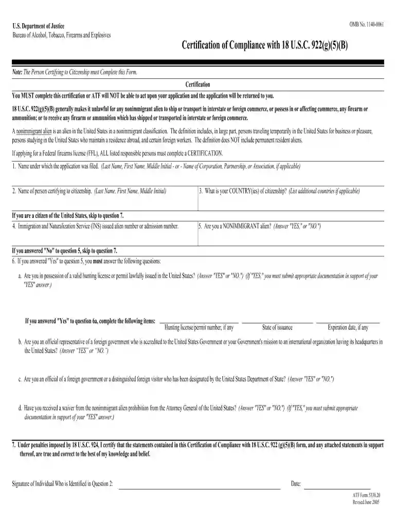atf certificate of compliance Preview on Page 1