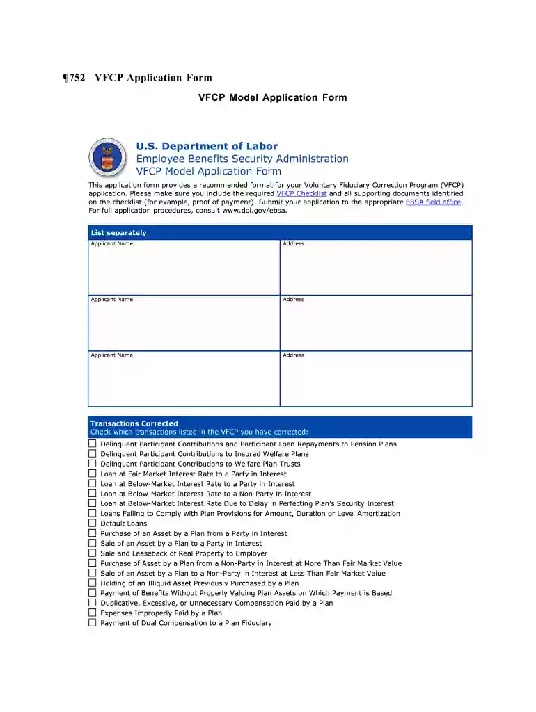 vfcp model application form Preview on Page 1