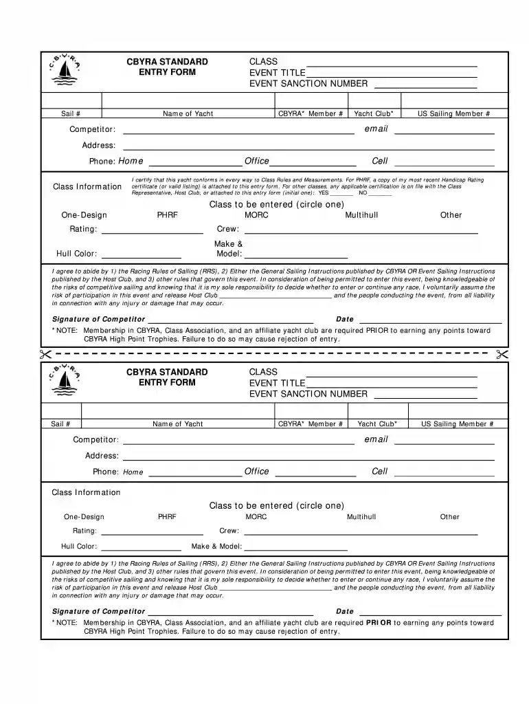 standard entry form Preview on Page 1