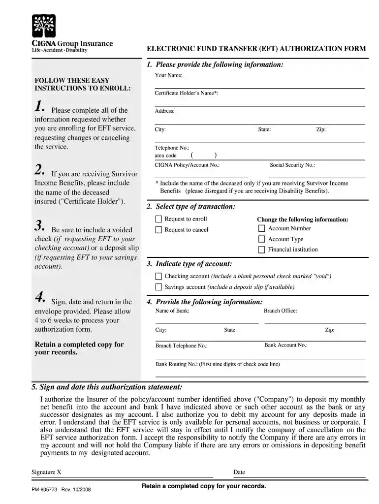 cigna eft enrollment Preview on Page 1