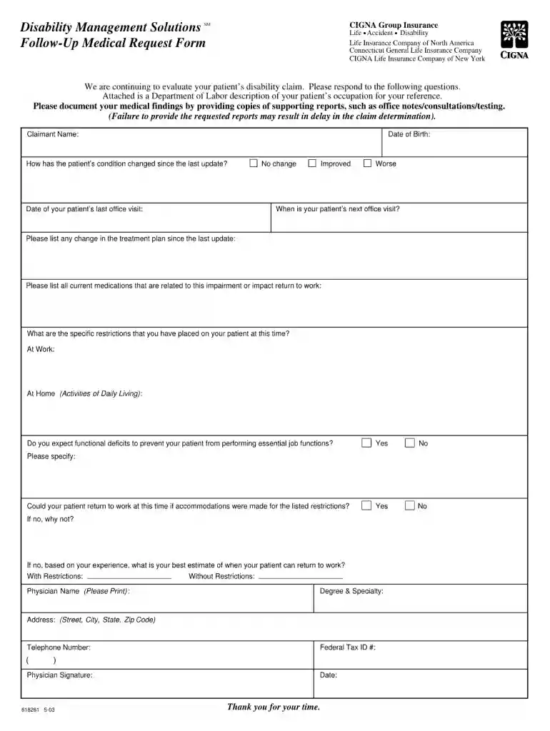 cigna nap form Preview on Page 1