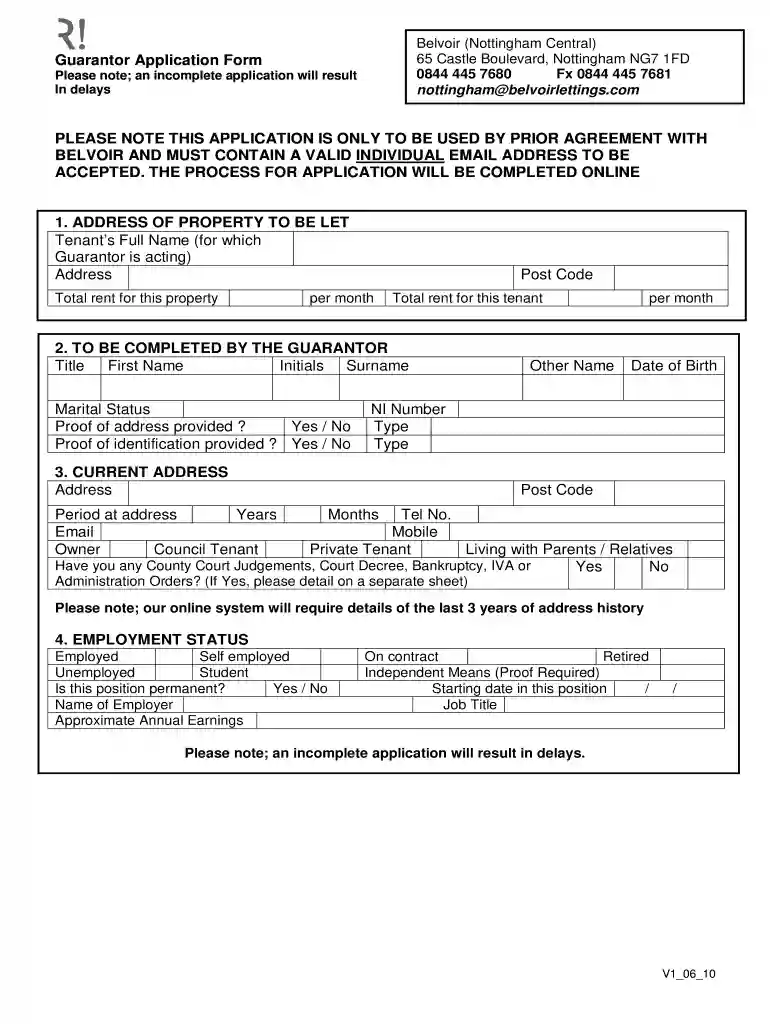 guarantor form Preview on Page 1