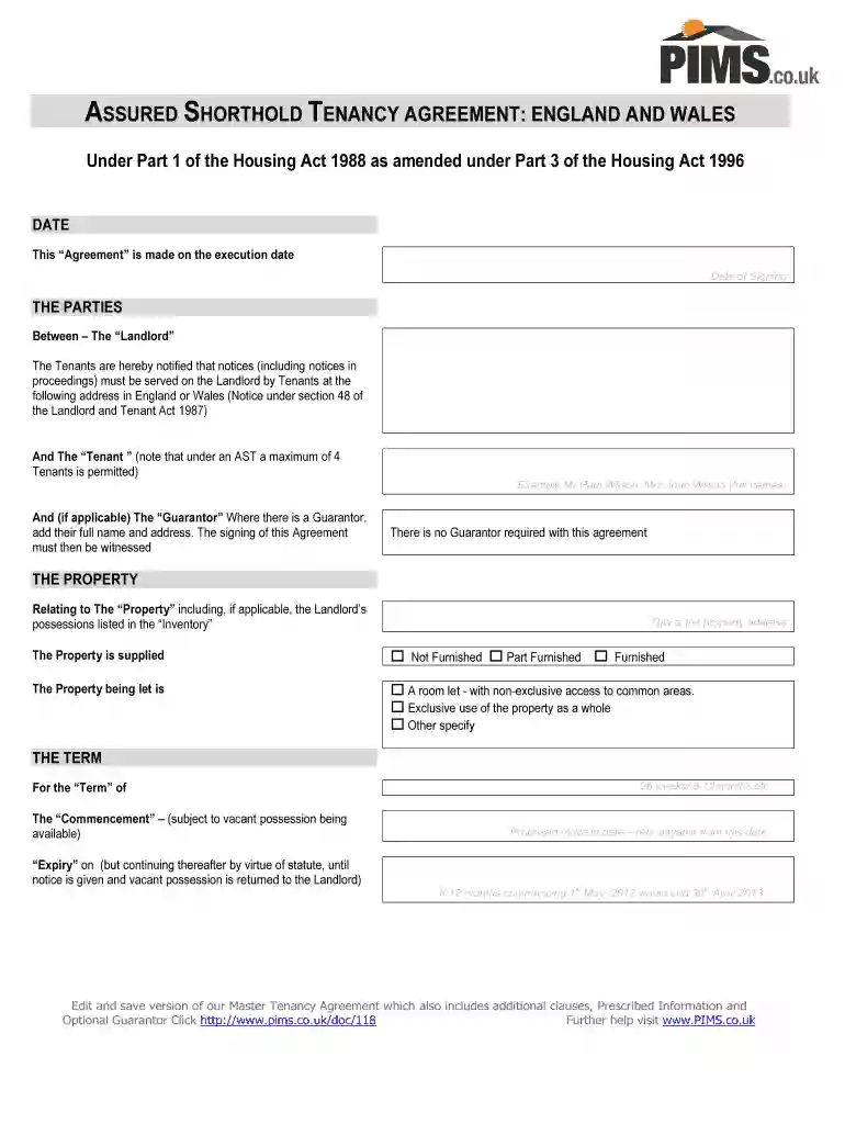 printable tenancy agreement Preview on Page 1