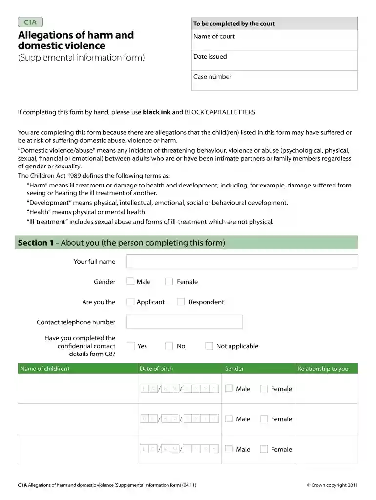 c1a form Preview on Page 1
