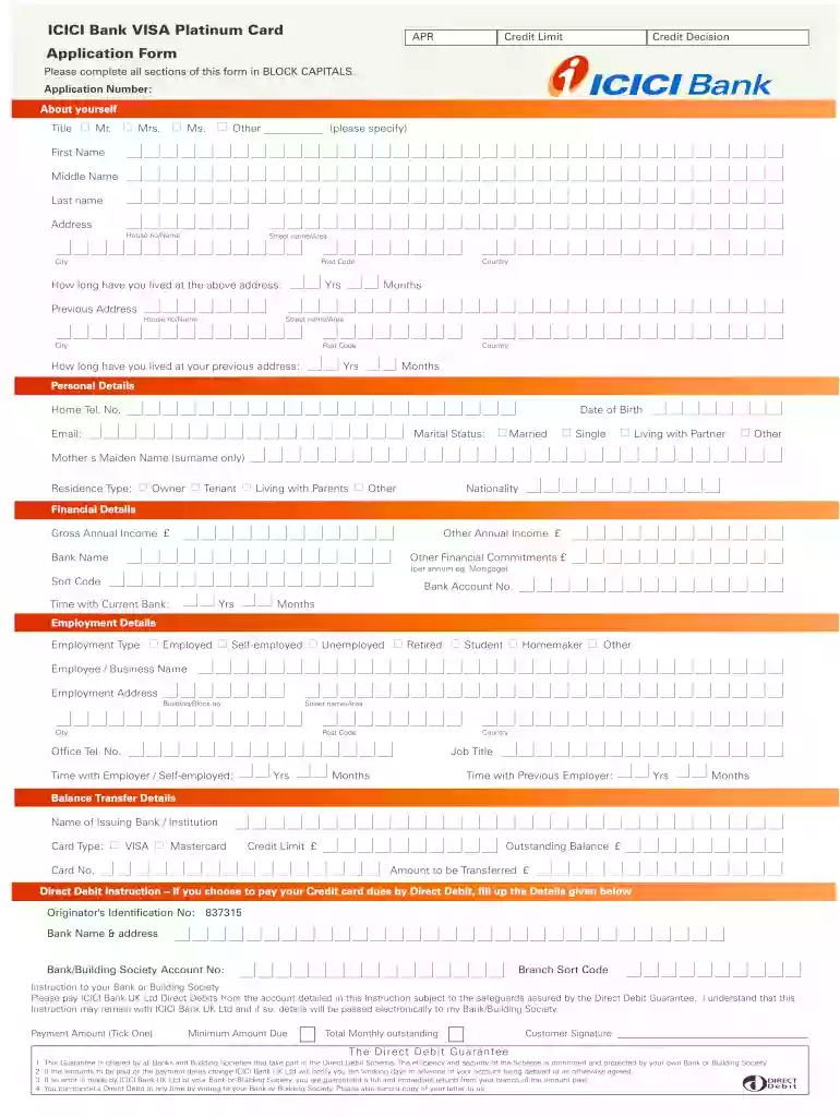 icici bank credit card application form pdf Preview on Page 1