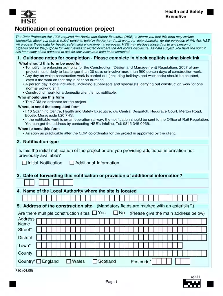 f10 notification form Preview on Page 1